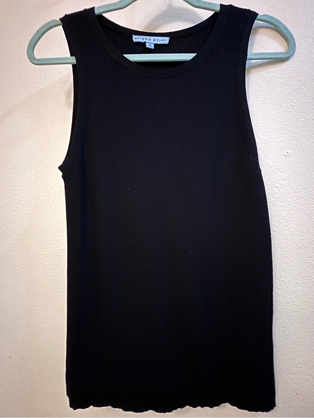 ANTONIO MELANI Black Ribbed Crewneck Tank